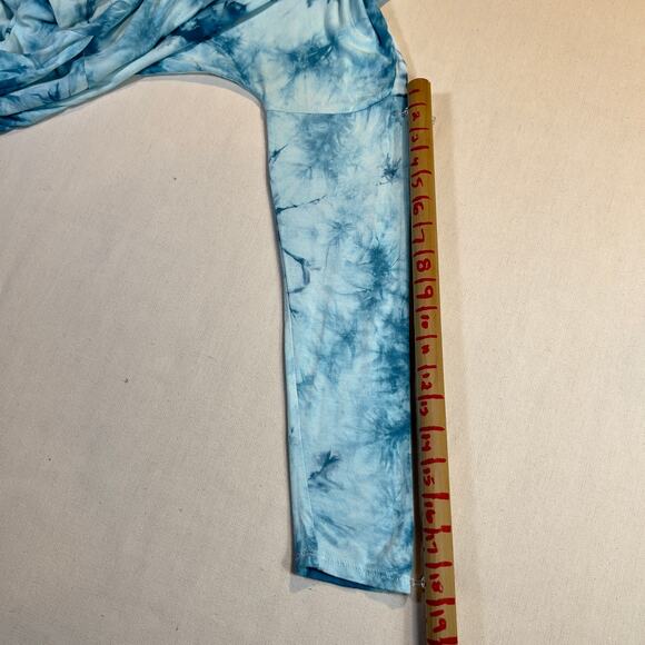 Pink Rose Blue Tye Dye Wavy Hem Long Sleeve Shirt Woman's M Rayon/ Spandex Blend - Picture 9 of 10